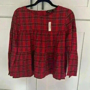 Madewell Plaid Tiered Top